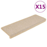 Stair Mats Self-Adhesive Sisal-Look 15 Pcs 65X21X4 Cm Green