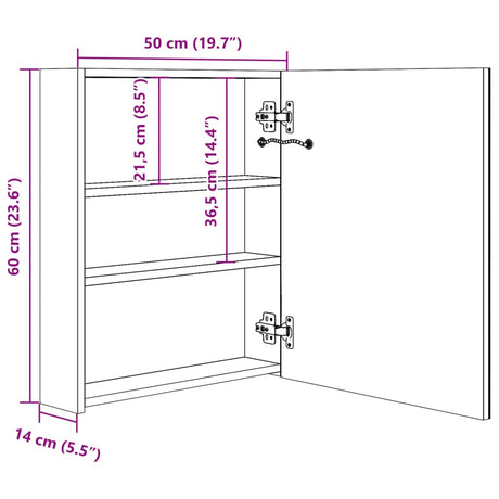 Led Bathroom Mirror Cabinet 50X14X60 Cm