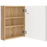 LED Bathroom Mirror Cabinet White and Oak 50x14x60 cm
