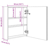 LED Bathroom Mirror Cabinet White and Oak 50x14x60 cm