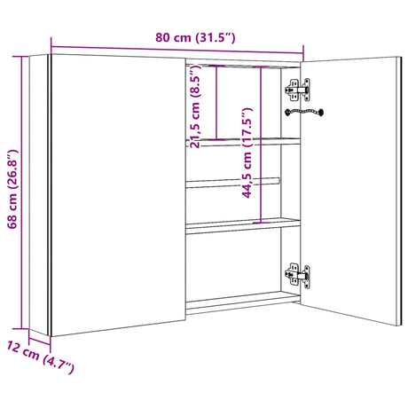 Led Bathroom Mirror Cabinet 80X12X68 Cm