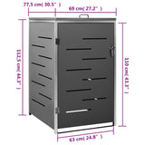 Single Wheelie Bin Shed 69X77.5X112.5 Cm Stainless Steel
