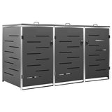 Triple Wheelie Bin Shed 207X77.5X112.5 Cm Stainless Steel
