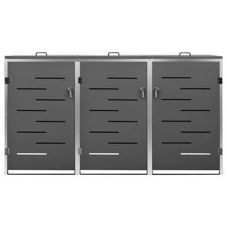 Triple Wheelie Bin Shed 207X77.5X112.5 Cm Stainless Steel