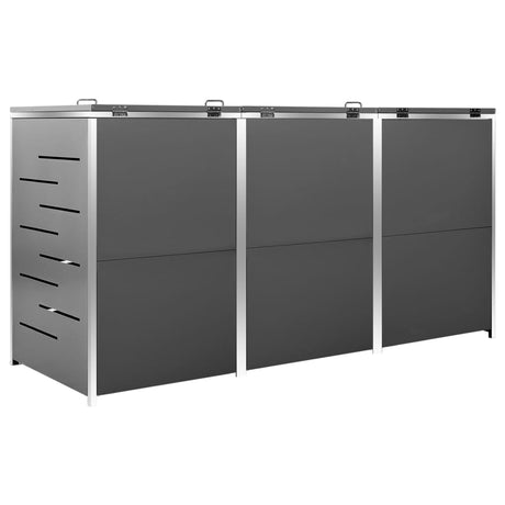 Triple Wheelie Bin Shed 207X77.5X112.5 Cm Stainless Steel