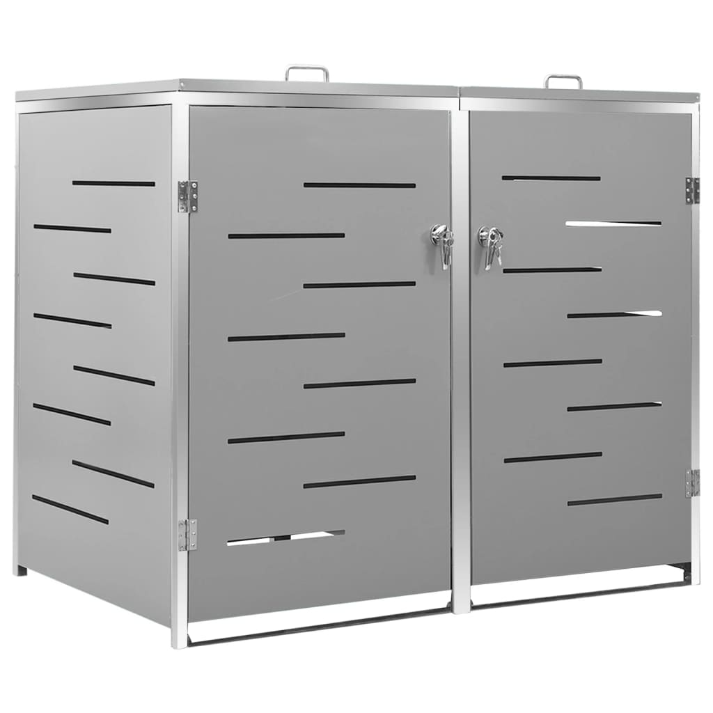 Double Wheelie Bin Shed 138X77.5X112.5 Cm Stainless Steel