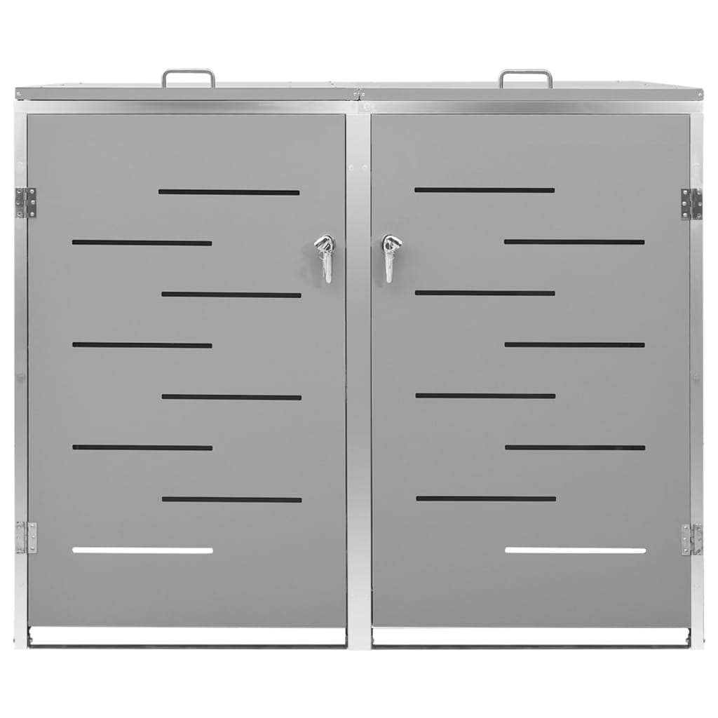 Double Wheelie Bin Shed 138X77.5X112.5 Cm Stainless Steel