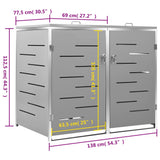Double Wheelie Bin Shed 138X77.5X112.5 Cm Stainless Steel