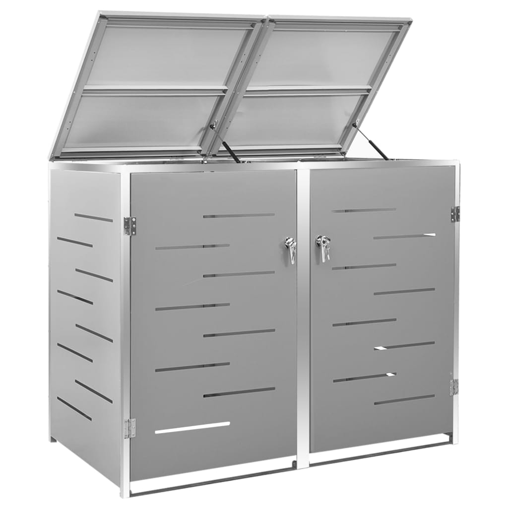 Double Wheelie Bin Shed 138X77.5X112.5 Cm Stainless Steel