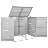 Double Wheelie Bin Shed 138X77.5X112.5 Cm Stainless Steel