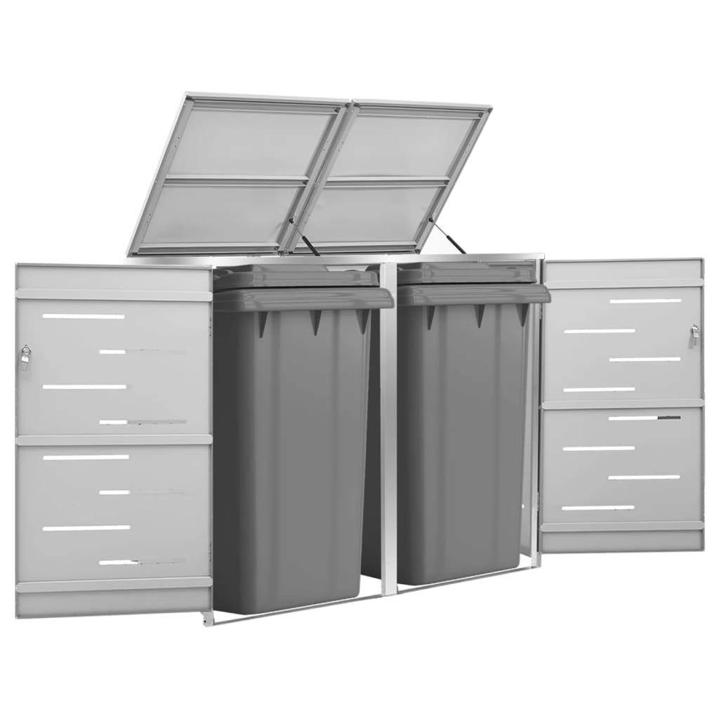 Double Wheelie Bin Shed 138X77.5X112.5 Cm Stainless Steel