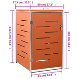 Single Wheelie Bin Shed 69X77.5X112.5 Cm Stainless Steel
