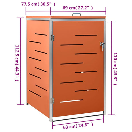 Single Wheelie Bin Shed 69X77.5X112.5 Cm Stainless Steel