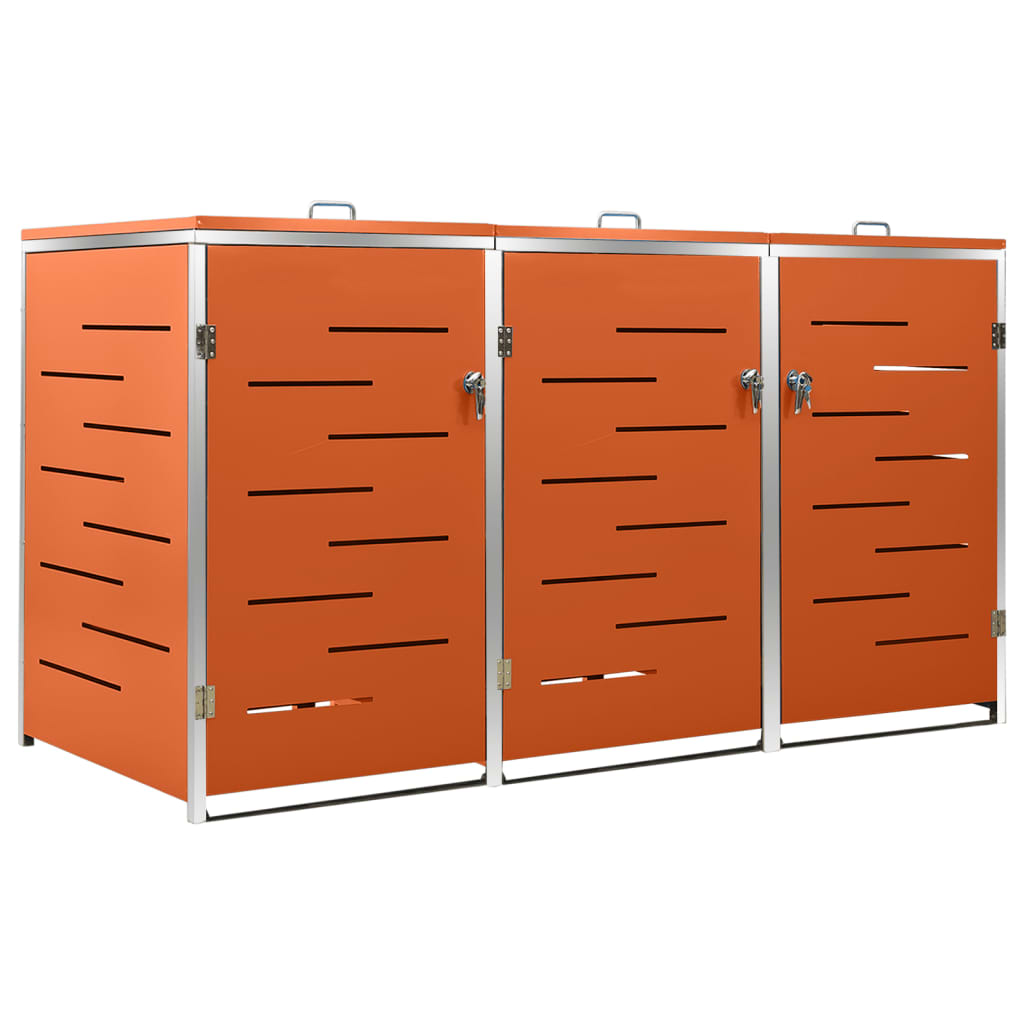 Triple Wheelie Bin Shed 207X77.5X112.5 Cm Stainless Steel