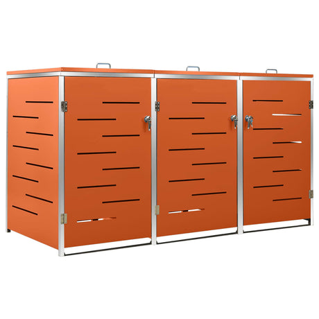 Triple Wheelie Bin Shed 207X77.5X112.5 Cm Stainless Steel