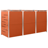 Triple Wheelie Bin Shed 207X77.5X112.5 Cm Stainless Steel
