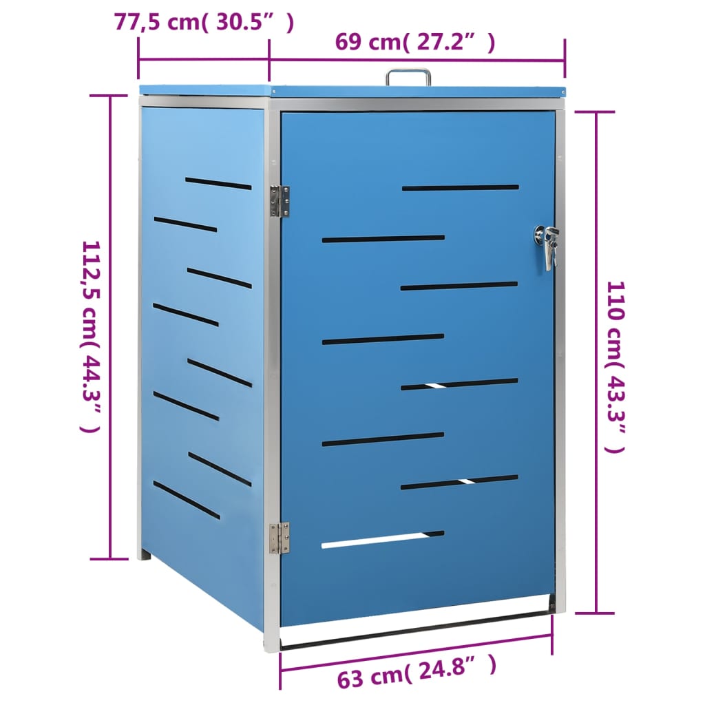 Single Wheelie Bin Shed 69X77.5X112.5 Cm Stainless Steel