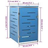 Single Wheelie Bin Shed 69X77.5X112.5 Cm Stainless Steel