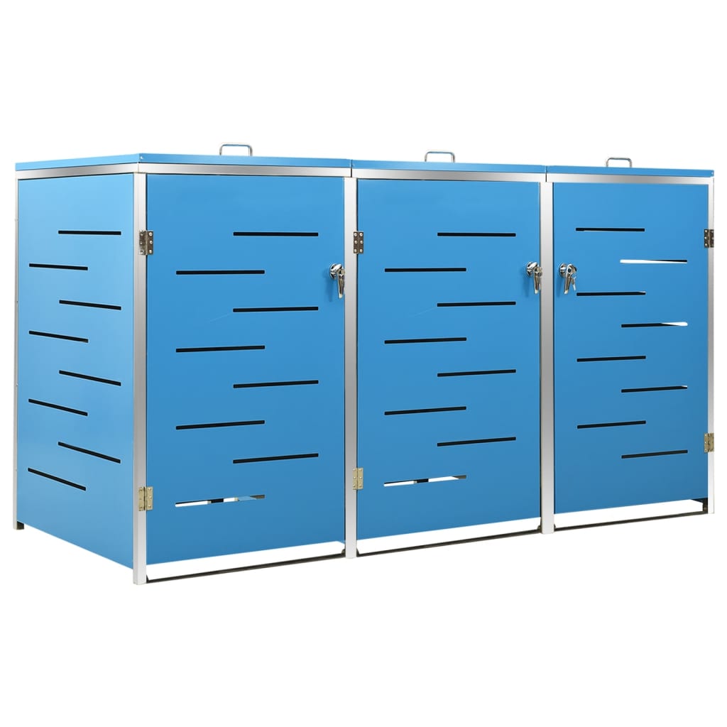 Triple Wheelie Bin Shed 207X77.5X112.5 Cm Stainless Steel