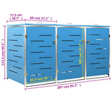 Triple Wheelie Bin Shed 207X77.5X112.5 Cm Stainless Steel