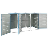 Triple Wheelie Bin Shed 207X77.5X112.5 Cm Stainless Steel