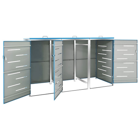 Triple Wheelie Bin Shed 207X77.5X112.5 Cm Stainless Steel