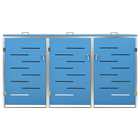 Triple Wheelie Bin Shed 207X77.5X112.5 Cm Stainless Steel