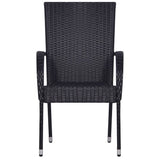 3 Piece Garden Dining Set Black