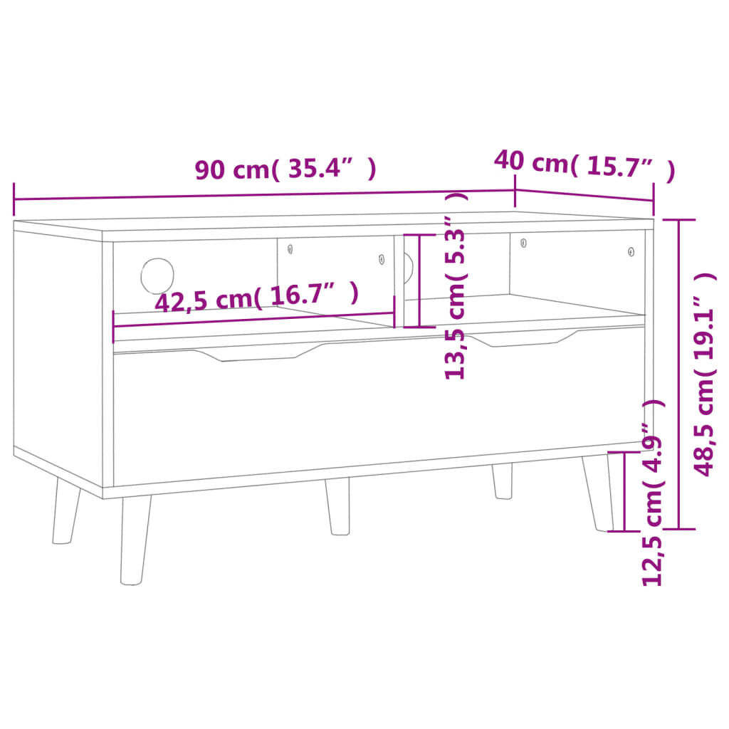 Tv Cabinet 90X40X48.5 Cm Engineered Wood