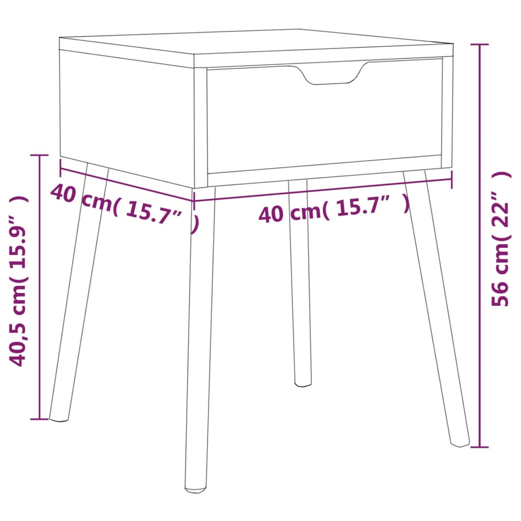 Bedside Cabinet 40X40X56 Cm Engineered Wood