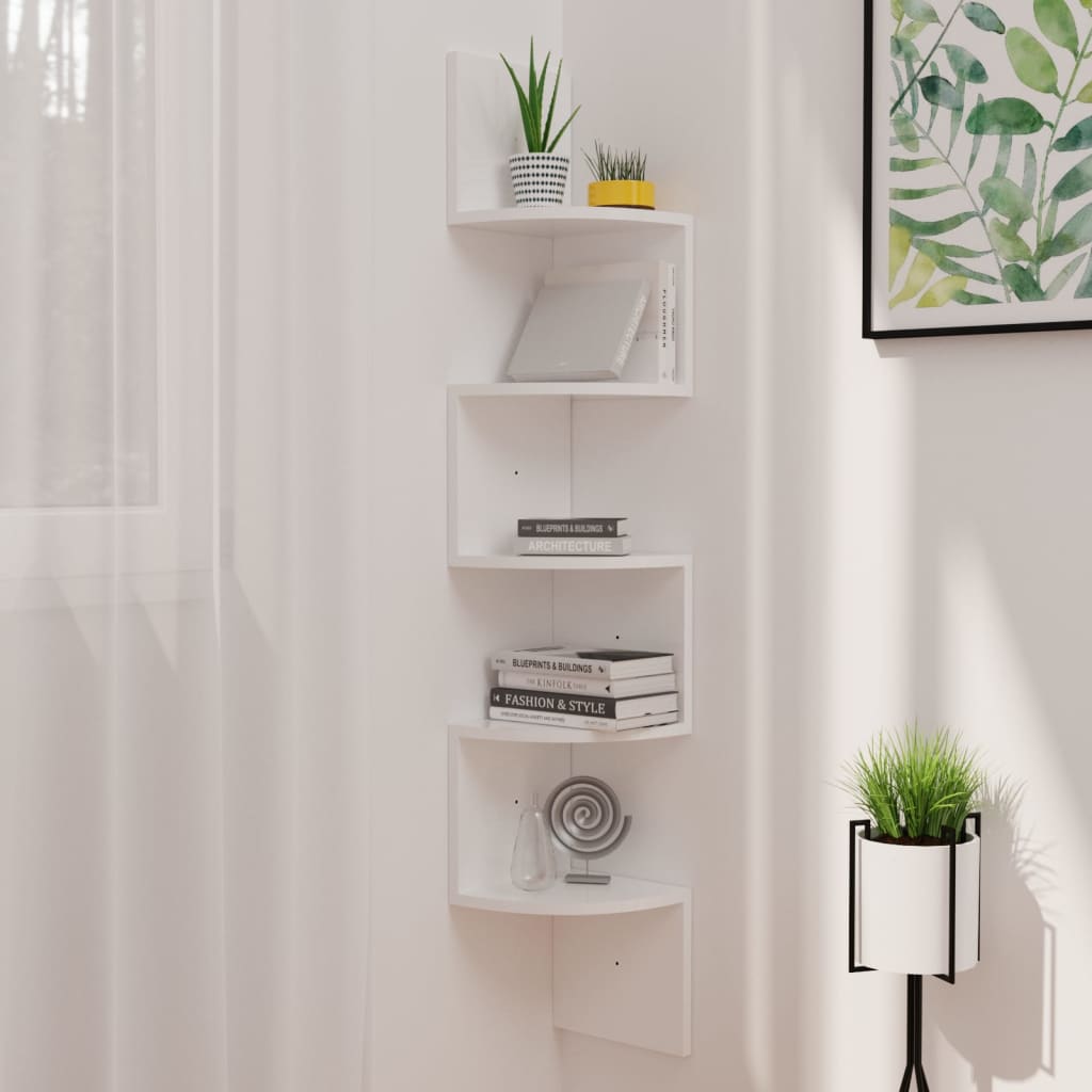 Wall Corner Shelf 19X19X123 Cm Engineered Wood