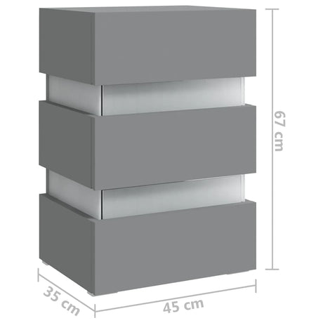 Led Bedside Cabinet 45X35X67 Cm Engineered Wood