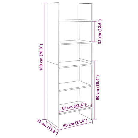 Book Cabinet 60X35X180 Cm Engineered Wood