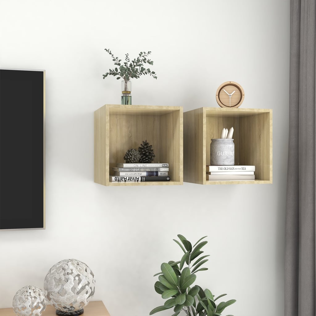 Wall Cabinets 2 Pcs 37X37X37 Cm Engineered Wood