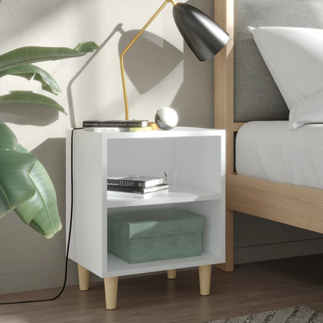 Bed Cabinet With Solid Wood Legs 40X30X50 Cm