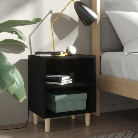 Bed Cabinet With Solid Wood Legs 40X30X50 Cm