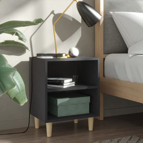 Bed Cabinet With Solid Wood Legs 40X30X50 Cm