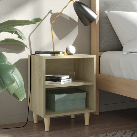 Bed Cabinet With Solid Wood Legs 40X30X50 Cm