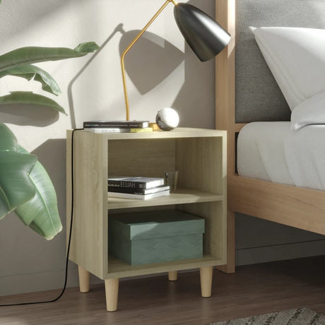 Bed Cabinet With Solid Wood Legs 40X30X50 Cm