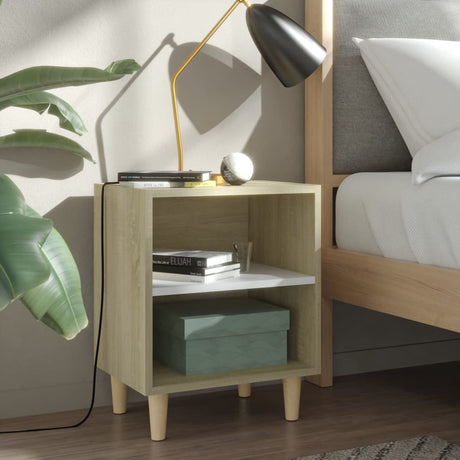 Bed Cabinet With Solid Wood Legs 40X30X50 Cm