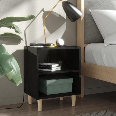 Bed Cabinet With Solid Wood Legs 40X30X50 Cm