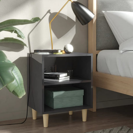 Bed Cabinet With Solid Wood Legs 40X30X50 Cm