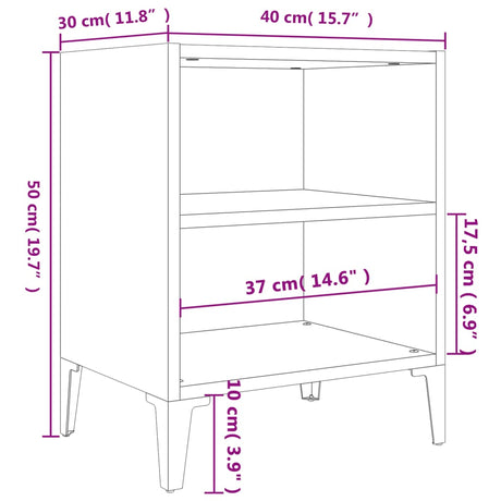 Bed Cabinet With Metal Legs 40X30X50 Cm