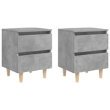 Bed Cabinet With Solid Pinewood Legs 40X35X50 Cm