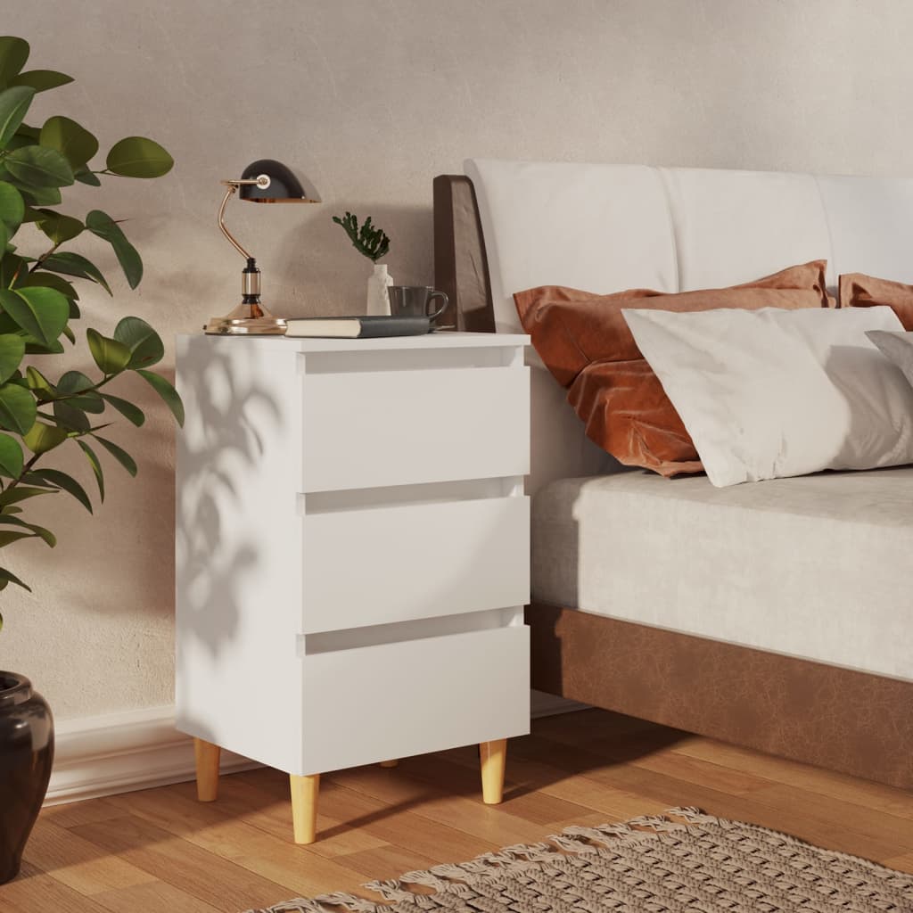 Bed Cabinets & Solid Wood Legs 2 Pcs 40X35X69 Cm