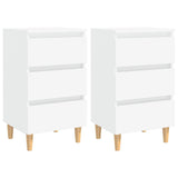 Bed Cabinets & Solid Wood Legs 2 Pcs 40X35X69 Cm