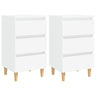 Bed Cabinets & Solid Wood Legs 2 Pcs 40X35X69 Cm