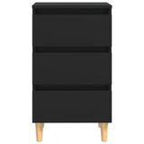 Bed Cabinets with Solid Wood Legs 2 pcs Black 40x35x69 cm