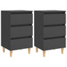 Bed Cabinets & Solid Wood Legs 2 Pcs 40X35X69 Cm