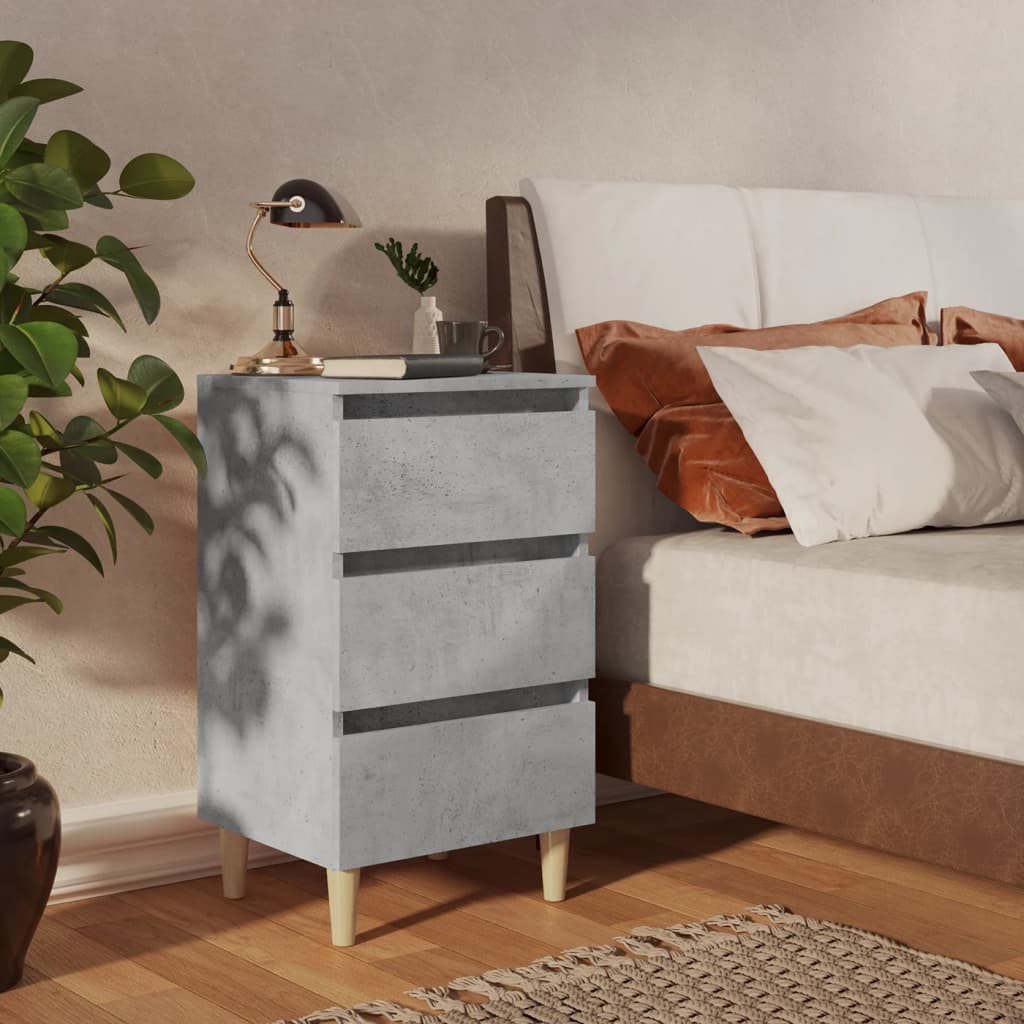 Bed Cabinets & Solid Wood Legs 2 Pcs 40X35X69 Cm